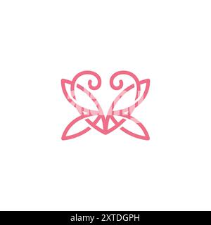 Vecteur de logo papillon d'amour. Icône Love Line Illustration de Vecteur