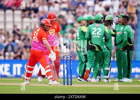 Welsh Fire's Jonny Bairstow lors du match des cent hommes à l'Utilita Bowl, Southampton. Date de la photo : mercredi 14 août 2024. Banque D'Images