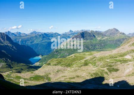 Alpes de Silvretta : réservoir Vermuntsee, vallée de Kromertal, Alpes de Silvretta à Montafon, Vorarlberg, Autriche Banque D'Images