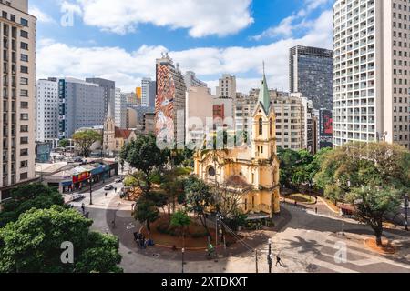 São Paulo, Brésil, 13 août 2024. Vue panoramique depuis le quartier Republica. Banque D'Images