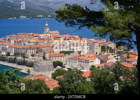 Vue du village fortifié de Korcula en Croatie Banque D'Images