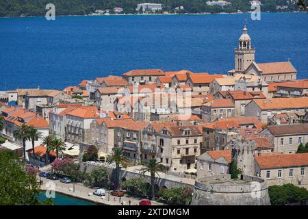 Vue du village fortifié de Korcula en Croatie Banque D'Images