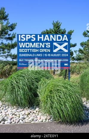 ISPS Handa Women's Scottish Open signe à l'entrée du parcours de golf Dundonald Links, South Ayrshire, Écosse, Royaume-Uni, Europe Banque D'Images