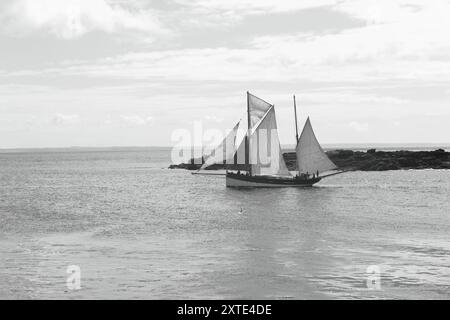 Luggers cornouaillais à Mousehole Sea, Salts and Sail 2024. Mousehole est un village et un port de pêche en Cornouailles, Angleterre, Royaume-Uni. Banque D'Images