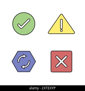 Vecteur d'icônes de coche. Ensemble de panneaux d'interdiction. Icône de vecteur de flèches circulaires. Jeu de symboles de vote. Illustration vectorielle. Illustration de Vecteur