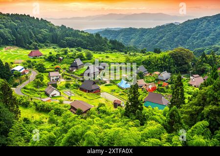 Kamiseya, préfecture de Kyoto, scène de village rural du Japon en saison estivale. Banque D'Images