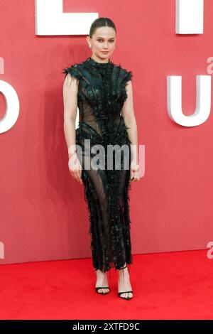 Londres, Royaume-Uni. 14 août 2024. Cailee Spaeny vue au gala britannique de la projection d'Alien Romulus. Photo de Julie Edwards./Alamy Live News Banque D'Images