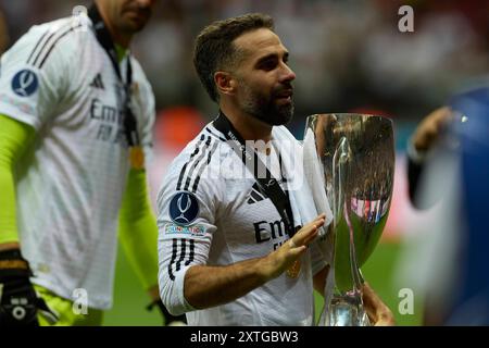 Varsovie, Pologne. 14 août 2024. 14 août 2024, Varsovie, Masovian, Pologne : Stadion Narodowy, Varsovie, match de Super Coupe de l'UEFA Real Madrid vs Atalanta ; sur l'image : Carvajal 900/cordon Press Credit : CORDON PRESS/Alamy Live News Banque D'Images