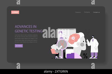Progrès dans le concept de test génétique. Les scientifiques mènent des recherches en laboratoire, analysant l'ADN et les structures cérébrales. Innovation médicale et diagnostic. Illustration vectorielle. Illustration de Vecteur