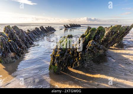 L'épave du navire norvégien SS Nornen qui s'est échoué sur la plage de Berrow près de Burnham-on-Sea, Royaume-Uni en 1897 en raison de vents de force de vent. Banque D'Images