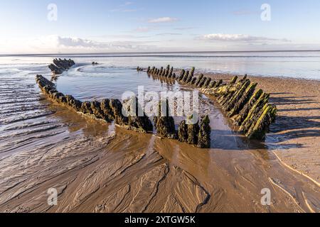 L'épave du navire norvégien SS Nornen qui s'est échoué sur la plage de Berrow près de Burnham-on-Sea, Royaume-Uni en 1897 en raison de vents de force de vent. Banque D'Images