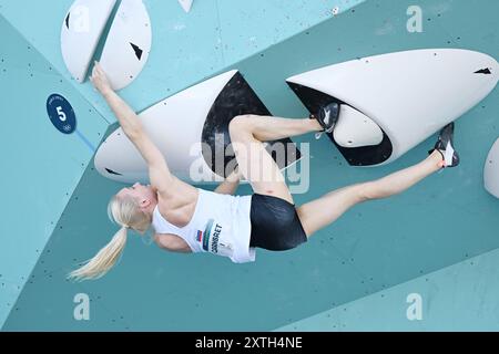 Le Bourget, France. Crédit : MATSUO. 10 août 2024. GARNBRET Janja (SLO) escalade sportive : Boulder & Lead femmes, finale de Boulder lors des Jeux Olympiques de Paris 2024 au Bourget, site d'escalade sportive du Bourget, France. Crédit : MATSUO . K/AFLO SPORT/Alamy Live News Banque D'Images