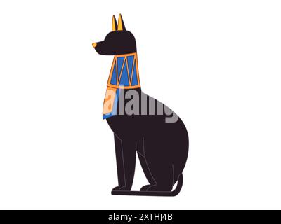 Bastet déesse égyptienne Déité apporter protection, plaisir, symbole de chat animal sacré Egypte ancienne illustration de conception de culte Illustration de Vecteur