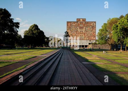 Ciudad de Mexico, Mexique - décembre 26. 2015 : Bibliothèque centrale universitaire de l'UNAM au Mexique Banque D'Images