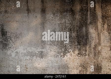 Vue de face du mur sale, altéré et uniforme. Fond grunge texturé plein cadre abstrait avec espace de copie. Banque D'Images