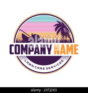 Modèle de conception de logo d'entreprise d'emblème d'entretien de pelouse Illustration de Vecteur
