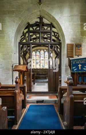 Baddesley Clinton Historical Church Interior, Warwickshire, Angleterre, Royaume-Uni Banque D'Images