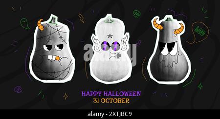 Bannière des fêtes pour la vente d'Halloween. Illustration de Vecteur