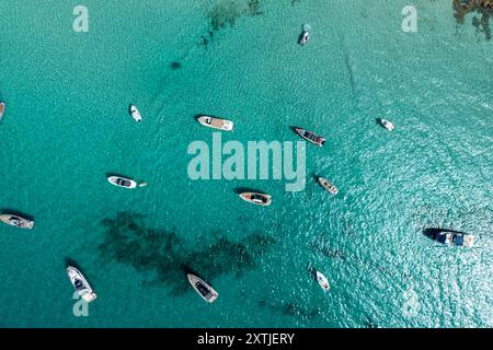 Vues aériennes de Formentera. Formentera est la plus petite des îles Baléares espagnoles de la mer Méditerranée. Il est accessible en ferry depuis Ibiza. Banque D'Images