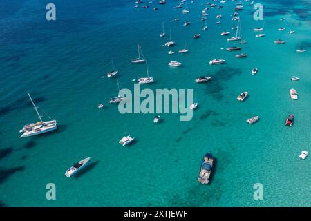 Vues aériennes de Formentera. Formentera est la plus petite des îles Baléares espagnoles de la mer Méditerranée. Il est accessible en ferry depuis Ibiza. Banque D'Images