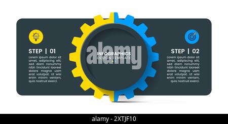 Modèle d'infographie avec icônes et 2 options ou étapes. Vitesse. Peut être utilisé pour la mise en page de flux de travail, le diagramme, la bannière, la conception Web. Illustration vectorielle Illustration de Vecteur