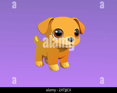 Dog Puppy 3d Cartoon Vector icône Illustration de Vecteur