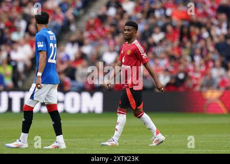 Le milieu de terrain Amad Diallo de Manchester United lors du match amical de pré-saison des Glasgow Rangers FC contre Manchester United FC au Scottish Gas Murrayfield Stadium, à Édimbourg, en Écosse, au Royaume-Uni, le 20 juillet 2024 Banque D'Images