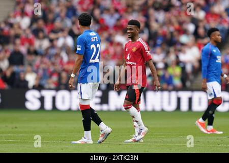 Le milieu de terrain Amad Diallo de Manchester United lors du match amical de pré-saison des Glasgow Rangers FC contre Manchester United FC au Scottish Gas Murrayfield Stadium, à Édimbourg, en Écosse, au Royaume-Uni, le 20 juillet 2024 Banque D'Images