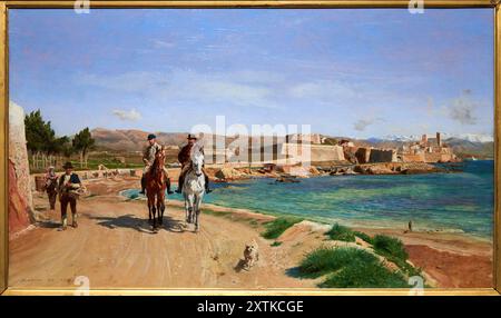 Ernest Meissonier (Lyon 1815 - Paris 1891), Antibes. La promenade à cheval, 1868, Musée d'Orsay, Paris, France Banque D'Images