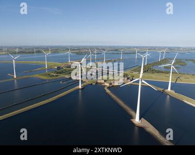 Krammersluizen, écluses de Krammer, Philipsdam, une partie des travaux du Delta. Zeeland, pays-Bas. Vue aérienne. Banque D'Images