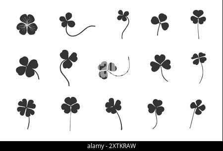 Silhouette de feuille de Shamrock, silhouette de trèfle de Shamrock, silhouette de Trèfle, vecteur de feuille de Shamrock, clipart de Shamrock. Illustration de Vecteur