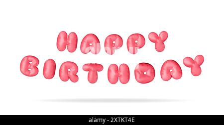 texte de ballon rouge 3d de joyeux anniversaire isolé Illustration de Vecteur