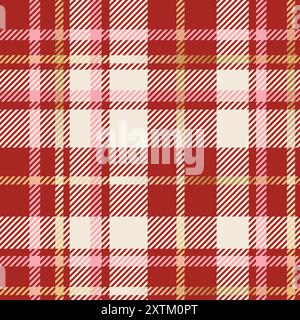 Motif à carreaux Vector sans couture en rose blanc rouge de Noël et or, tartan de vacances pour l'emballage. Illustration vectorielle Illustration de Vecteur