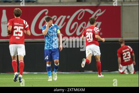 Gand, Belgique. 15 août 2024. Sven Kums de Gent semble déçu lors du match retour de l'équipe belge de football KAA Gent contre le danois Silkeborg IF, le match retour au troisième tour de qualification pour la compétition de l'UEFA Conference League, à Gand, jeudi 15 août 2024. La première étape s'est terminée par un tirage au sort de 2-2. BELGA PHOTO VIRGINIE LEFOUR crédit : Belga News Agency/Alamy Live News Banque D'Images