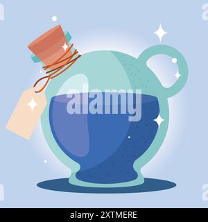 Bouteille de potion magique avec liquide, vecteur Illustration de Vecteur