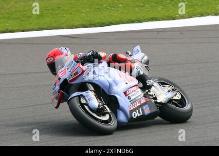 Marc Marquez - Gresini Racing - Rider numéro 93 sur Ducati lors de la manche britannique MotoGP 2024 à Silverstone en août 2024 Banque D'Images