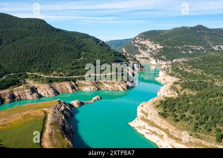 Vue de dessus réservoir Llosa del Cavall. Cardener. Catalogne, Espagne Banque D'Images