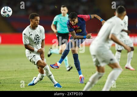 Barcelone, Espagne. 12 août 2024. Raphinha (Barcelone) Football/Football : match espagnol 'Joan Gamper Cup' entre le FC Barcelone 0-3 AS Monaco aux Estadi Olimpic Lluis Companys à Barcelone, Espagne . Crédit : Mutsu Kawamori/AFLO/Alamy Live News Banque D'Images