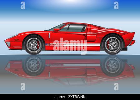 États-Unis, USA, année 2004, voiture de sport Ford GT, modèle 2004, voiture vintage et classique, illustration Banque D'Images