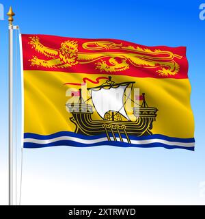 Drapeau agitant territorial et régional du Nouveau-Brunswick, Canada, pays nord-américain, illustration vectorielle Illustration de Vecteur