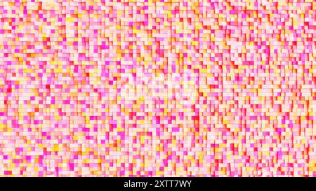 Motif mosaïque abstrait avec des cubes 3D colorés disposés dans une grille pixélisée multicolore vibrante Banque D'Images