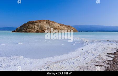 Côte salée du lac Assal, Djibouti Banque D'Images
