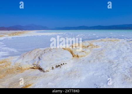 Côte salée du lac Assal, Djibouti Banque D'Images