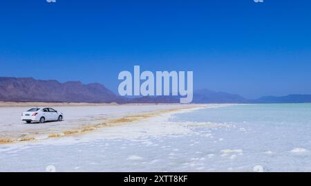 Côte salée du lac Assal, Djibouti Banque D'Images