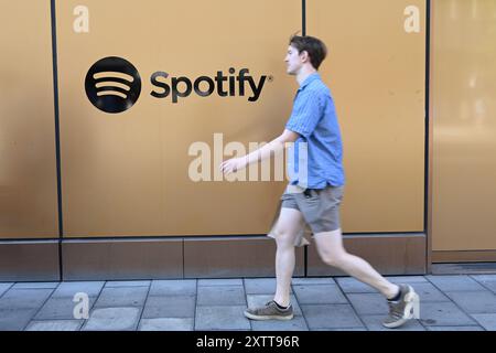 Stockholm, Suède - 30 juillet 2024 : siège de Spotify à Stockholm. Banque D'Images