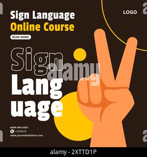 Jour des langues des signes illustration des médias sociaux Flat Cartoon Hand Drawn Templates fond Illustration de Vecteur