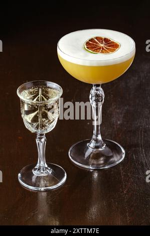 cocktail martini pornstar classique. menu barre Banque D'Images