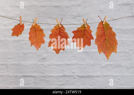 Guirlande maison de feuilles d'automne colorées Banque D'Images