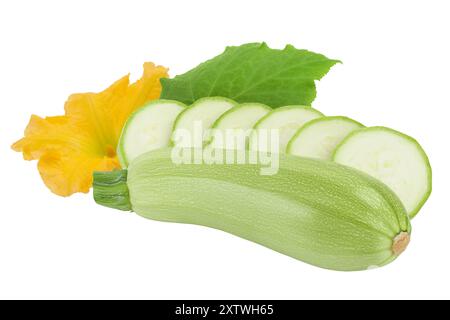 courgette ou moelle isolée sur fond blanc avec une profondeur de champ totale Banque D'Images