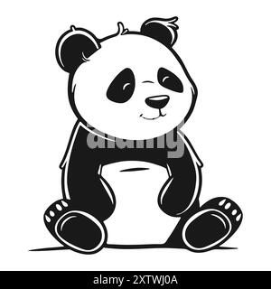 Ours panda mignon isolé sur fond blanc. Personnage enfantin de dessin animé. Mascotte animale, icône vectorielle Illustration de Vecteur